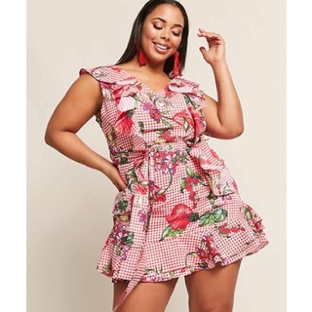 Forever 21 flounce gingham floral dress